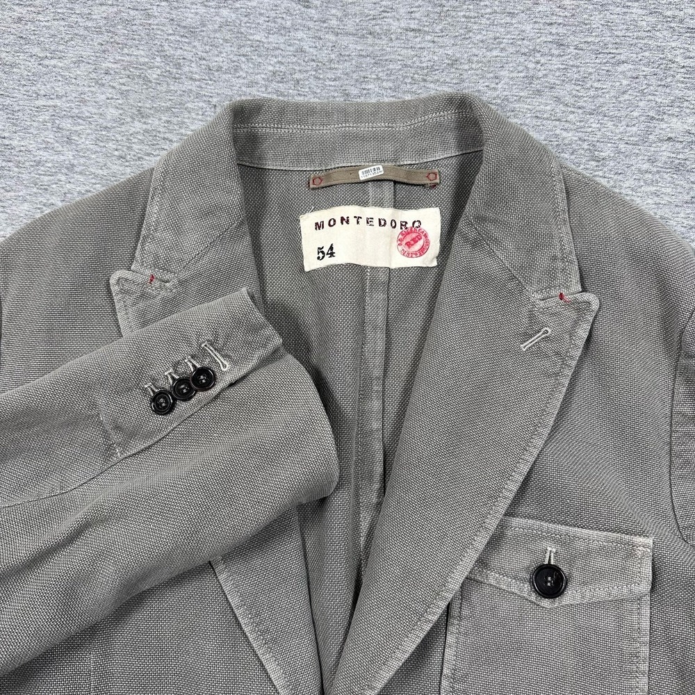Montedoro Slowear Blazer Jacket Mens Size 44 Gray Cotton Ramie City Italy Made